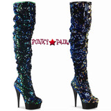 Pleaser | Delight-3004, Sequin Platform Over the Knee Boots