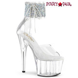 Pleaser Adore-724RS-02, 7" Multi Rhinestones Ankle Cuff Platform Sandal