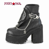 Demonia | Assault-55, Platform Ankle Boots with Hanging Chain