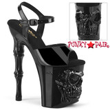 Pleaser RAPTURE-809, 8" Black Skull & Bones Platform