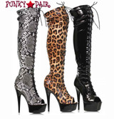 Ellie 609-Zoelle, 6" Animal Print Thigh High Boots