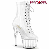 Pleaser | ADORE-1020C, 7" Clear Lace-up Ankle Boots