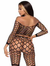 Leg Avenue | LA81633, Pothole Net Top and Shorts Set Back View