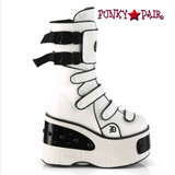 Demonia Kera-108, Metal Plated White Platform Boots