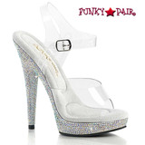 Fabulicious | SULTRY-608DM, 6" Rhinestones Platform Ankle Strap Sandal