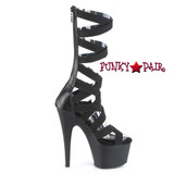Pleaser ADORE-700-48, 7" Black Criss Cross Elastic Bootie Sandal