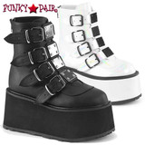 Demonia | DAMNED-105, Goth Metal Plates Ankle Boot