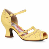 BP253-NICOLE, 2.5" Yellow Two Toned T-Strap Peep Toe Shoe By Bettie Page