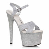 709-VICKY, 7" Heel Pointed Stiletto Glitter Platform and Upper Sandal