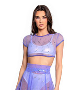 FR128, Astro Lavender Sequin Mesh Cap Sleeve Top by J. Valentine