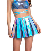 FR120, Lite Blue Pleated Vinyl Skirt by J. Valentine