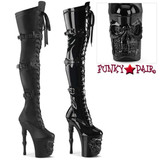 Pleaser RAPTURE-3028 8" Finger Bone Heel W/Skull Sculpted Thigh High Boot