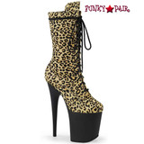 Pleaser FLAMINGO-1050LP  8" Leopard Print Pony Hair Mid Calf Boot