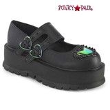 Demonia SLACKER-25 Black Vegan Leather Mary jane Double Heart Buckle