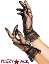 Black Lace Gloves with Ruffle | Leg Avenue LA-G1260