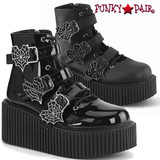 Demonia CREEPER-260, Creeper Boots with Heart Web Strap