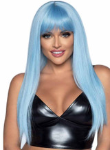 A2881, Blue Long Wig with Bang By Leg Avenue