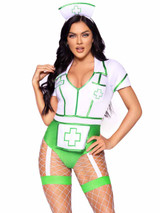LA87086, Green/White  Nurse Feelgood Costume by Leg Avenue