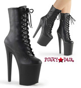 XTREME-1020, 8 Inch Black Boots Faux Leather by Pleaser