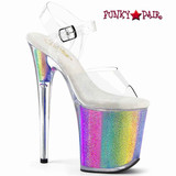 Pleaser | Flamingo-808RG-01, Ankle Strap Sandal with Rainbow Glitters Platform