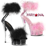 Pleaser DELIGHT-624F, 6" Marabou Ankle Cuff Sandal