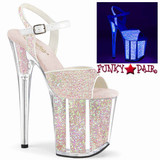 Pleaser | FLAMINGO-810UVG 8" Neon Opal Glitter Platform Sandal