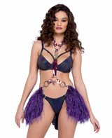 R-6241 - Purple Faux Fur Harness Skirt By Roma