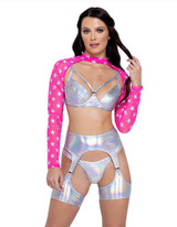 Roma R-6257 - Hologram Leg Wrap Garter Belt