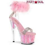 Pleaser ADORE-727F, 7" Marabou Ankle Cuff Sandal with Rhinestones Strap