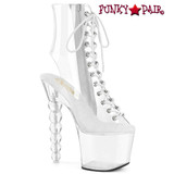 Pleaser BLISS-1016C, 7" Bead Heel Clear Ankle Boots