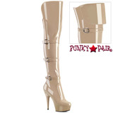 DELIGHT-3018, 6" Nude Thigh High Boots with Triple Strap