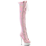 DELIGHT-3029, 6" Baby Pink Thigh High Boots with Zipper
