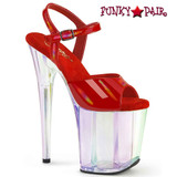 FLAMINGO-809HT, 8" Red Holographic Tint Platform Sandal