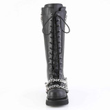 RENEGADE-215, Front View Knee High Boots with Chain Detail