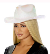 FP-992351, White Metallic Cowboy Hat