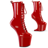 CRAZE-1040, 8 Inch Red Heelless Ankle Boots