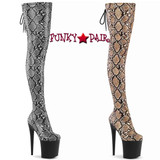 Pleaser FLAMINGO-3008SP-BT, 8 Inch Snake Print Thigh High Boots