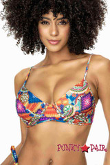 MA67053, Crotchet Print Underwire Bikini Set Top Close Up