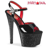 Pleaser SKY-309G, 7 Inch Glitter Ankle Strap Platform Sandal 