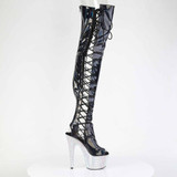 BEJEWELED-3052HG-7, Side View Rhinestones Platform Side Lace-up Thigh High Boots