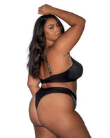 PBLI159X, Plus Size Rhinestones Bralette Set Back View