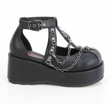 Demonia CUBBY-28, 2.75 Inch Platform Cage Shoe with Chain