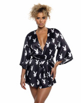 PBLI196, Women's PlayBoy Black Bunny Robe