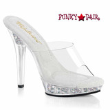 Fabulicious LIP-101RSI, 5 Inch Heel Slide with AB Rhinestones Inserted