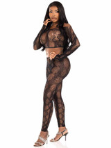 Leg Avenue LA89373, Crop Top and Footless Tights Side View