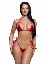 R6814, Red Tie-Side Bikini Set