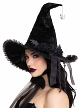 A2929, Black Lolita Velvet Witch Hat By Leg Avenue