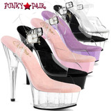 Pleaser DELIGHT-608, 6 Inch Platform Clear Ankle Strap