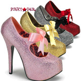 Teeze-04R, 5.75 Inch High Heel with 1.75 Inch Platform Rhinestone Shoes