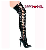 Ellie 511-Ferocious 5" Stiletto Stretch Thigh high boots with Side Lace